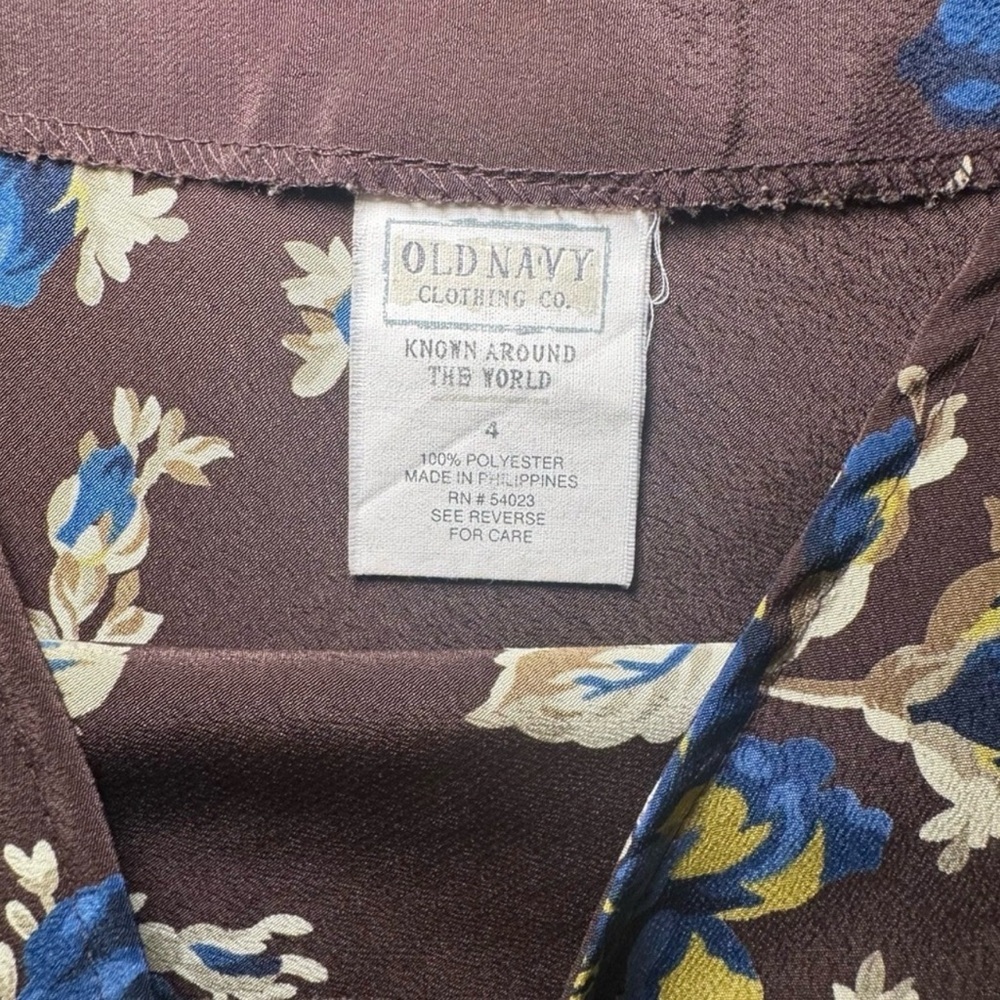 Old Navy Floral Mini Skirt Blue Rose Brown Y2K A-Line Cottagecore Size 4 - Picture 5 of 6